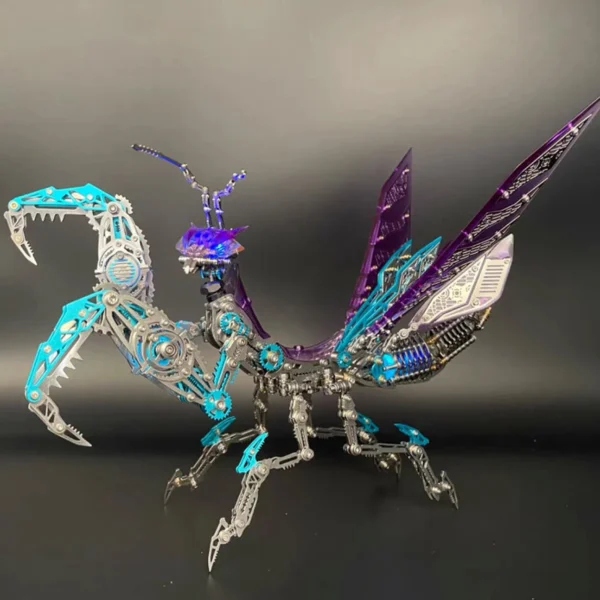3d-mechanical-mantis-metal-puzzle-magnetic-light-02-magnetic-eyes 3D Metal Mechanical Mantis Model Kit with Magnetic Touch Light (1109 PCS Insect Series) - 3D Metal Model Kit View #2 Precision Laser Cut Assembly