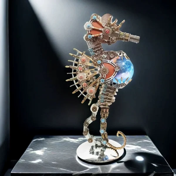 steampunk-seahorse-3d-metal-puzzle-planet-light-06-luxury-gift-box 2100PCS Steampunk Seahorse 3D Metal Puzzle Model Kit with Glowing Planet Light (Master Edition) - 3D Metal Model Kit View #5 Precision Laser Cut Assembly
